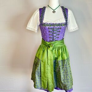 Vibrant Tramontana Dirndl Set w/ Blouse & Apron US 6-8 Oktoberfest